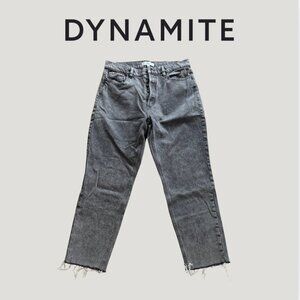 Dynamite Straight Leg Dark Wash Frayed Hem Rosie Jean Size 10 / 30